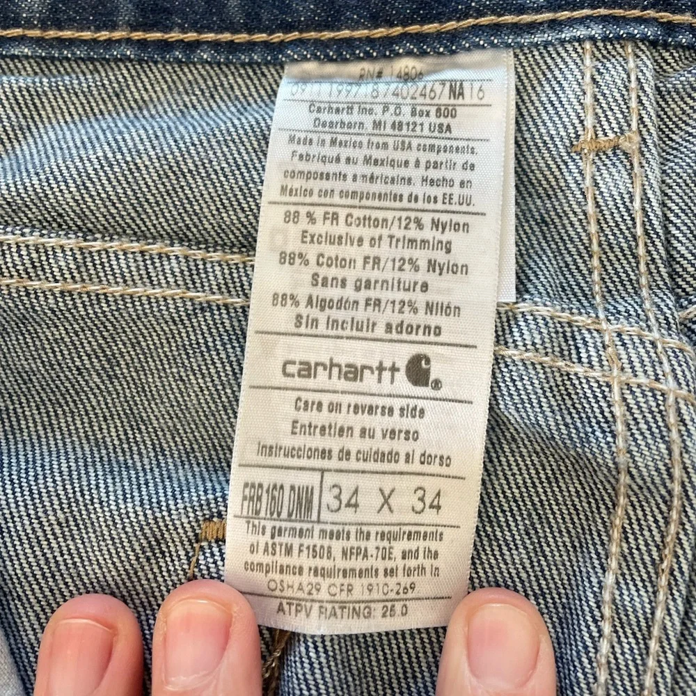 Carhartt Men's Blue Jeans 34x34 work casual utility durable comfort - Picture 5 of 8